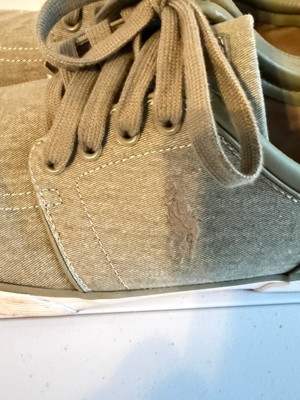 Polo by Ralph Lauren Olive Canvas Lace-Up Sneakers 10.5 D - Picture 3 of 7